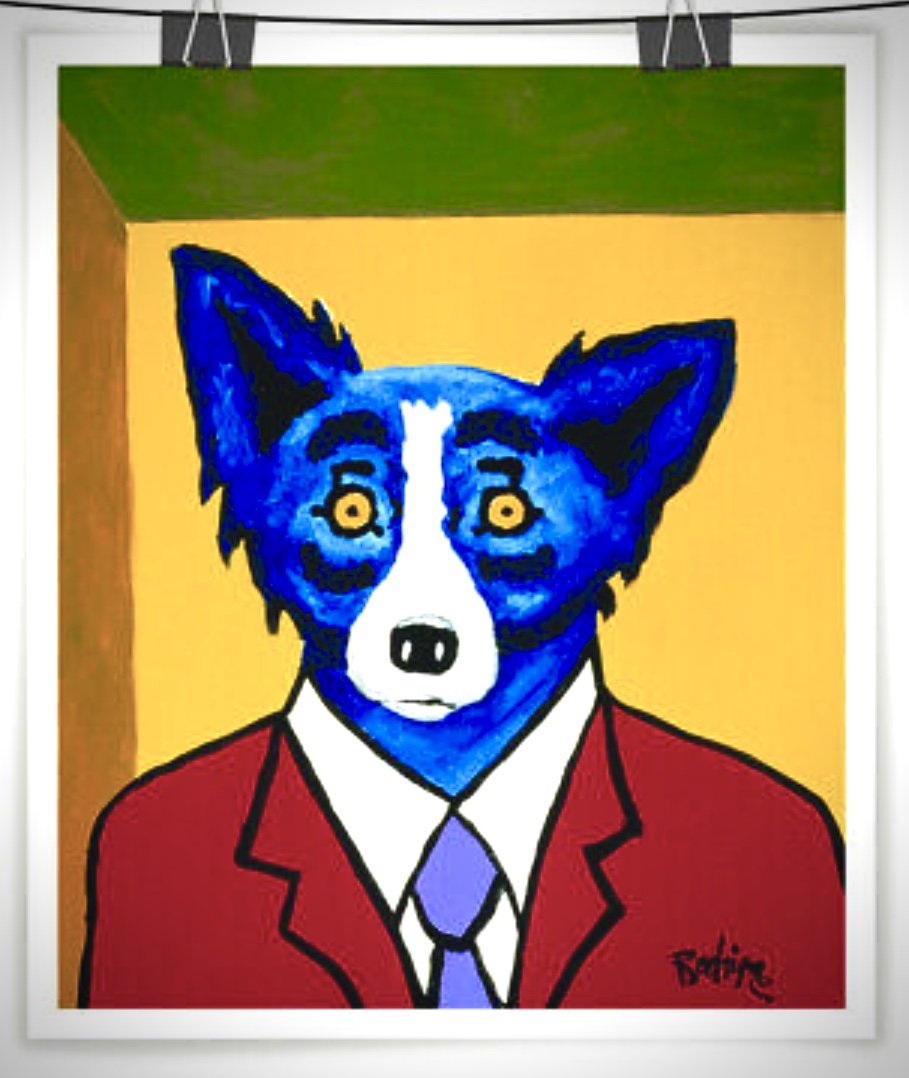 Signed Blue Dog Giclee Canvas Art Print (1 of 1)