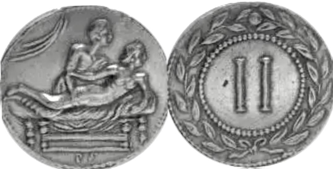 20-40 A.D. SPINTRIA Erotic Roman Brothel Token Coin: Great Piece â€“ Appears Hand Hammered / Strike Date Unknown / Sold as Collectible Novelty AS-IS