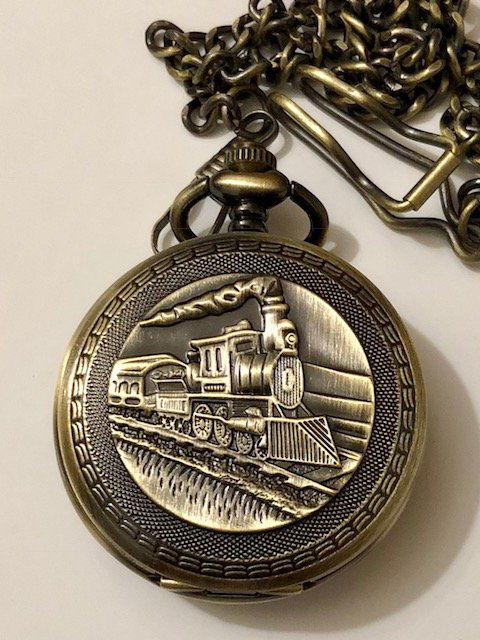 Awesome OMEGA Mechanical Embossed Train Pocket Watch (1 of 4)