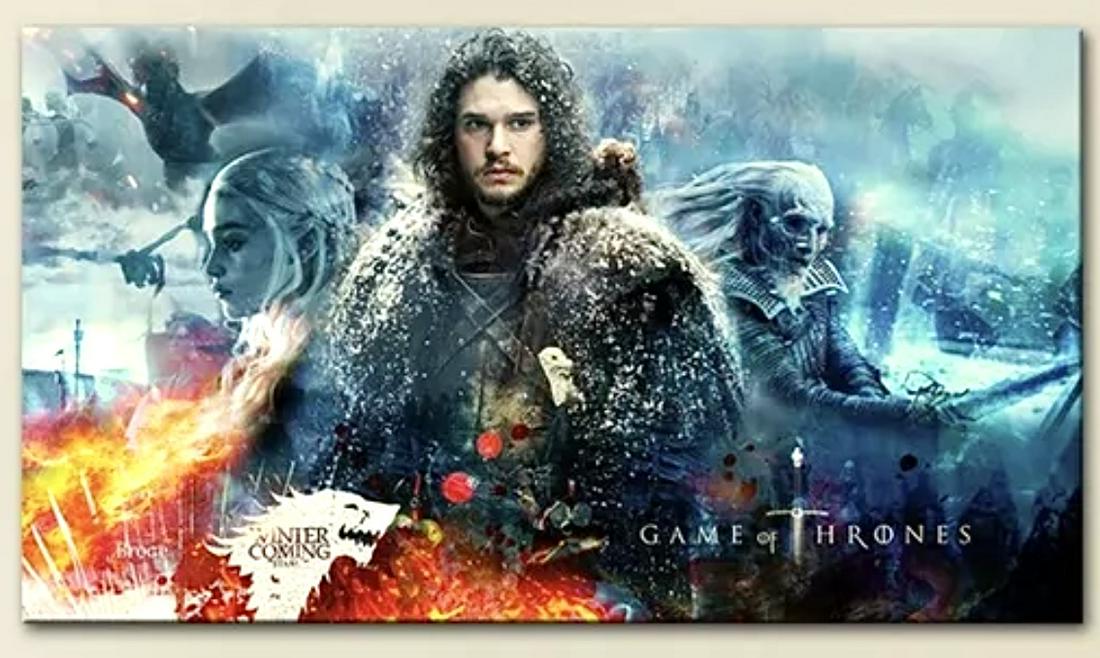 GAME OF THRONES John Snow Print Art on Canvas (1 of 2)