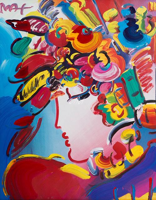 PETER MAX Blushing Beauty Art on Canvas Print (1 of 1)