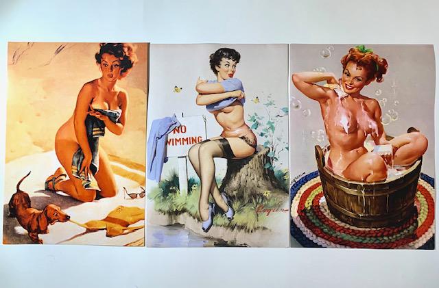 GIL ELVGREN Risque Pin-Up Girl 8x11 Art Lithographs: LOT OF 3 Awesome Lithographs depicting the Risque Art of GIL ELVGREN