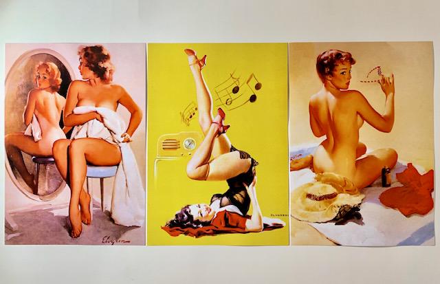 GIL ELVGREN Risque Pin-Up Girl 8x11 Art Lithographs: LOT OF 3 Awesome Lithographs depicting the Risque Art of GIL ELVGREN