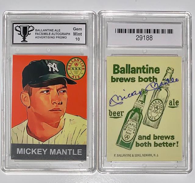 MICKEY MANTLE Beer Advertising Baseball Card: Ballantine Ale Beer / Gem Mint 10