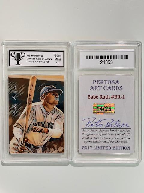 BABE RUTH Signed by Artist Giclee Art Baseball Card: Hand Signed & Numbered by Artist ONLY 25 Made - Gem Mint 10