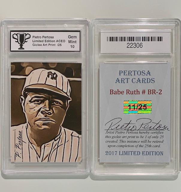 BABE RUTH Signed by Artist Giclee Art Baseball Card: Hand Signed & Numbered by Artist ONLY 25 Made - Gem Mint 10