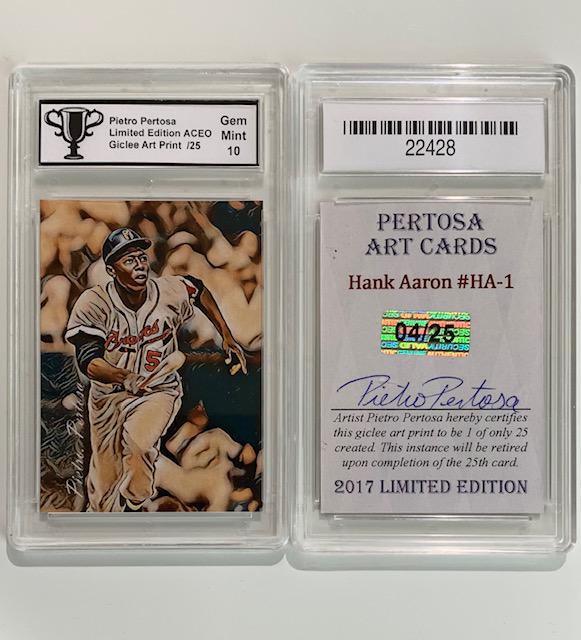 HANK AARON Signed by Artist Giclee Art Baseball Card (1 of 1)