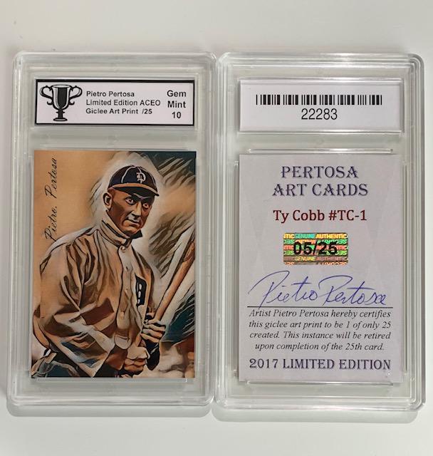 TY COBB Signed by Artist Giclee Art Baseball Card: Hand Signed & Numbered by Artist ONLY 25 Made - Gem Mint 10