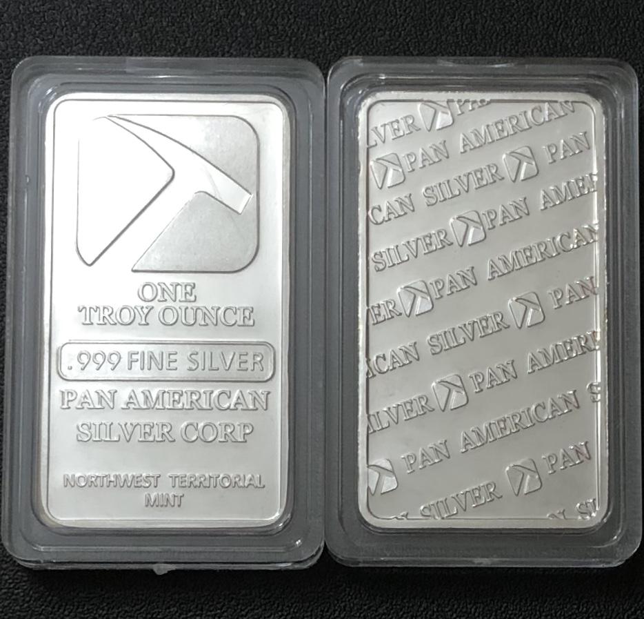 One Troy Ounce PAN AMERICAN SILVER .999 Fine Silver Bar: Encapsulated