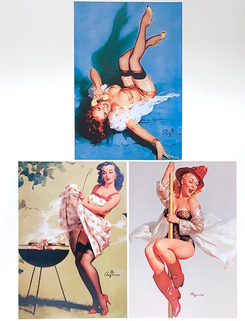 GIL ELVGREN Risque Pin-Up Girl 8x11 Art Lithographs: LOT OF 3 Awesome Lithographs depicting the Risque Art of GIL ELVGREN