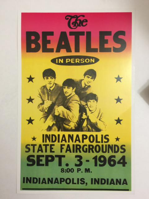 The BEATLES September 3rd 1964 Concert Poster: 12 x 18 / Indianapolis Fairgrounds / Not a Period Original Poster / Sold as a Decorative Poster
