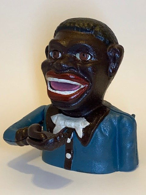 1896 Black Americana Cast Iron JOLLY BOY Coin Bank (1 of 3)
