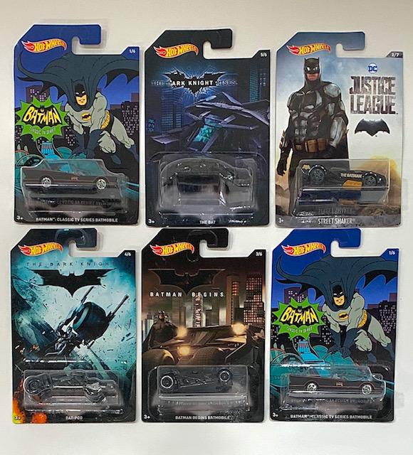 6 New Old Stock BATMAN Hot Wheels Die-Cast Toy Cars: Lot of 6 New Old Stock Batman Hot Wheels Die-Cast Toy Cars