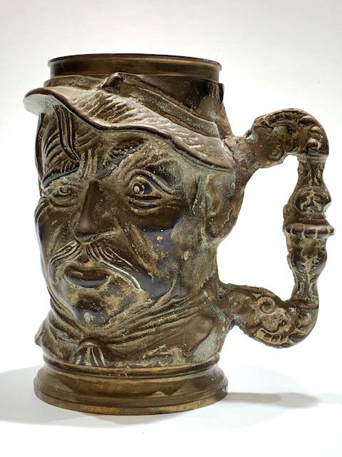 Antique Heavy Bronze/Brass Character Tankard Stein (1 of 3)