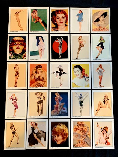 25 Risque Pin-Up Girl Art Cards by Listed Artists/B: Artists include Gil Elvgren / Rolf Armstrong / Alberto Vargas / Earl Moran / Zoe Mozert and Others / Cards are in Beautiful Condition