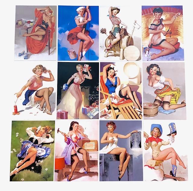 Lot of 12 GIL ELVGREN Risque PinUp Girl Art Postcards/A (1 of 1)