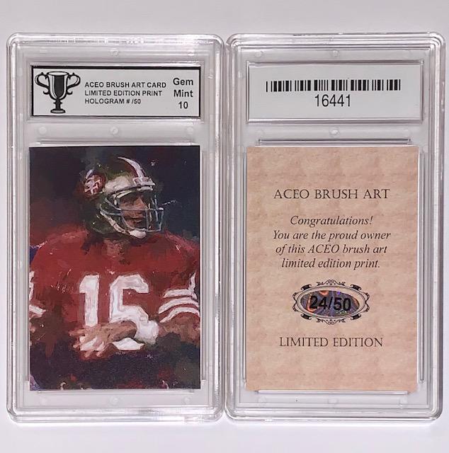 Rare 24/50 JOE MONTANA Brush Art Gem 10 Football Card: ONLY 50 Produced / This Card is a Numbered/Limited Edition Brush Art Print Football Card with Foil Seal / Hard to Find