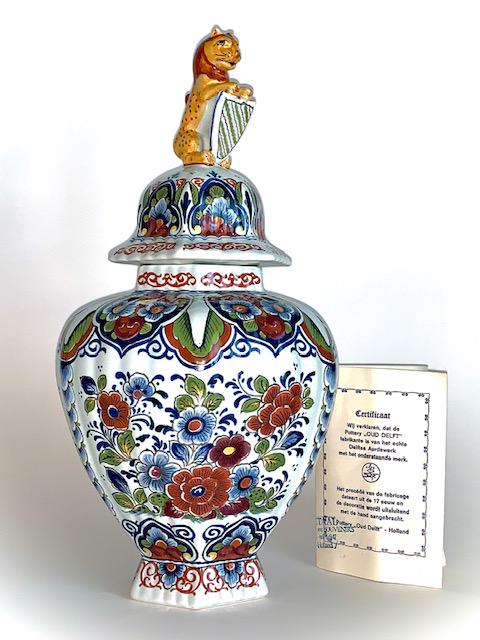 Rare Signed OUD Delft Holland Porcelain Polychrome Urn (1 of 5)
