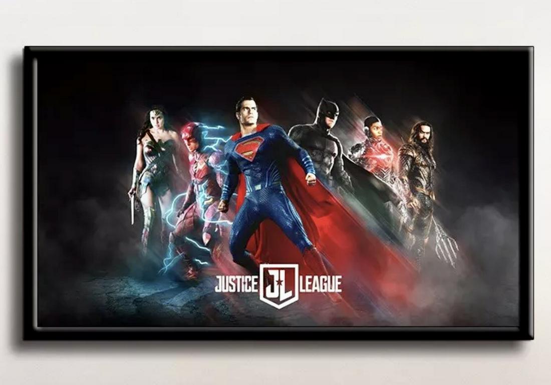 D.C. Comics The JUSTICE LEAGUE Art Print on Canvas: 12 x 22 / Does Not Come Framed / Shipped out in a Mailing Tube / Multiple Photos Posted