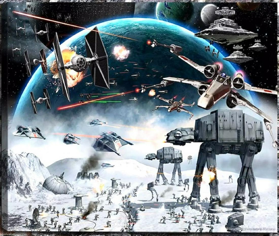 STAR WARS Battle Scene Giclee Art Print on Canvas (1 of 1)