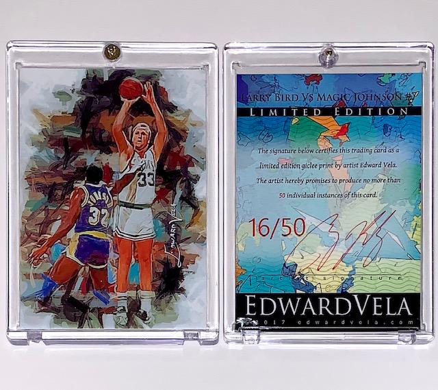 16/50 Magic Johnson and Larry Bird Art Basketball Card (1 of 1)