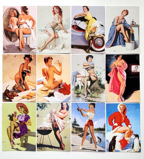 Lot of 12 GIL ELVGREN Risque PinUp Girl Art Postcards/A (1 of 1)