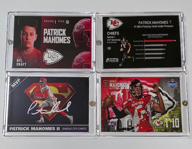 Lot of 2 PATRICK MAHOMES Custom Rookie Football cards: Encased and in Beautiful Condition