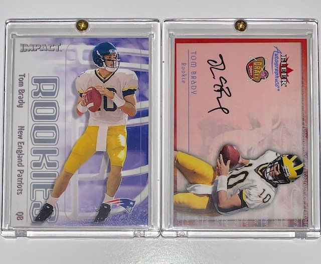 Lot of 2 TOM BRADY Encased Rookie RP Football Cards (1 of 1)