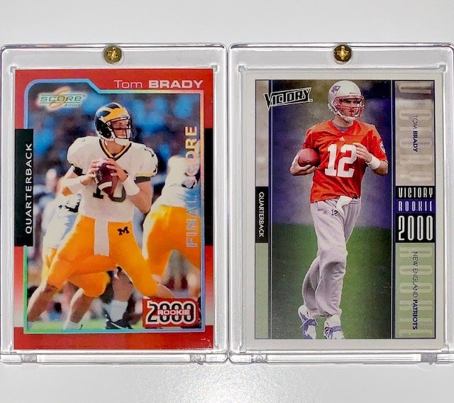 Lot of 2 TOM BRADY Encased Rookie RP Football Cards (1 of 1)