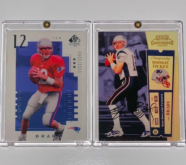 Lot of 2 TOM BRADY Encased Rookie RP Football Cards (1 of 1)