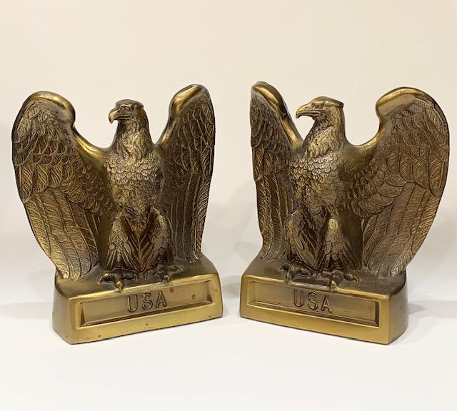Vintage Signed Bronze/Brass USA Eagle Bookends (1 of 4)