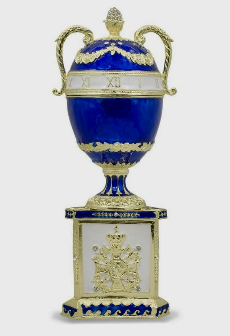 Awesome FABERGE Timepiece Enameled Egg Trinket Box (1 of 4)