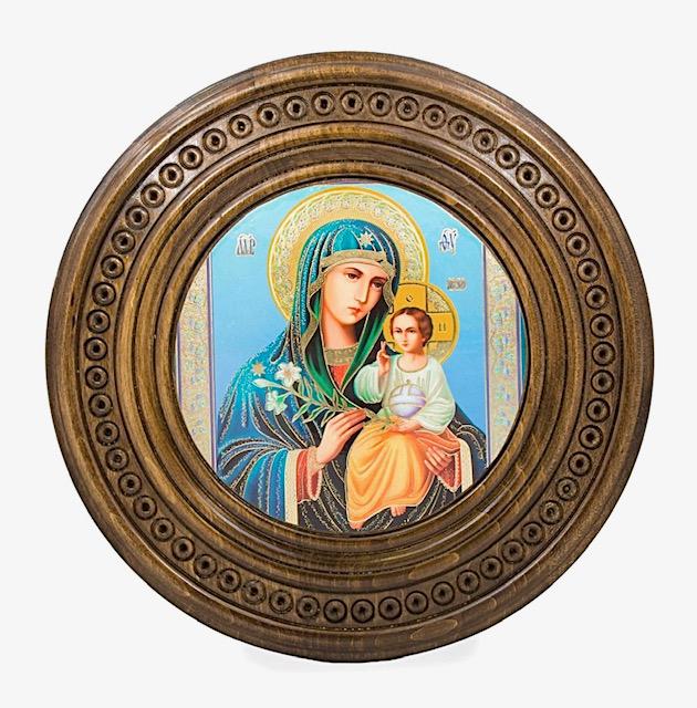 Russian Mary & Baby Jesus Gold Accented Religious Icon (1 of 1)