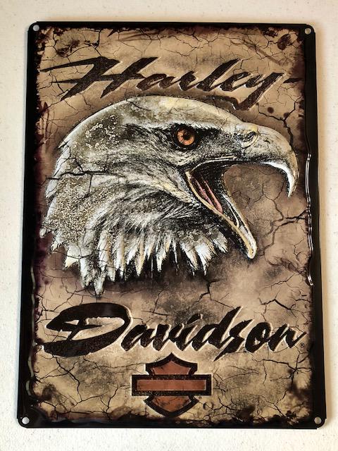 Official HARLEY DAVIDSON Embossed Tin Advertising Sign: Approximately 18 x 13 - Designed by ANDE ROONEY - Officially Licensed by HARLEY-DAVIDSON