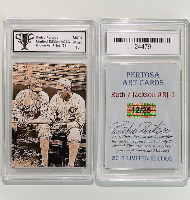 BABE RUTH/JOE JACKSON Artist Signed Art Baseball Card (1 of 1)