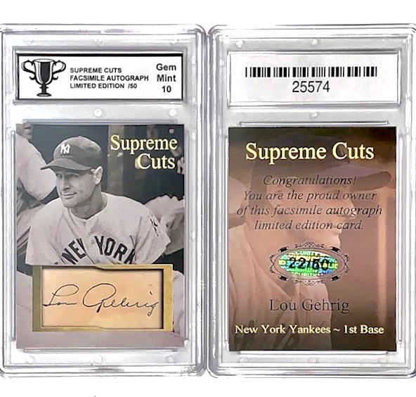 LOU GEHRIG 1/50 Supreme Cut Signature Baseball Card (1 of 1)
