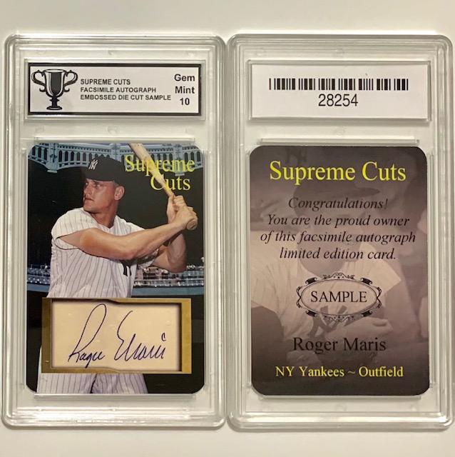 ROGER MARIS Cut Signature Test Sample Baseball Card (1 of 1)