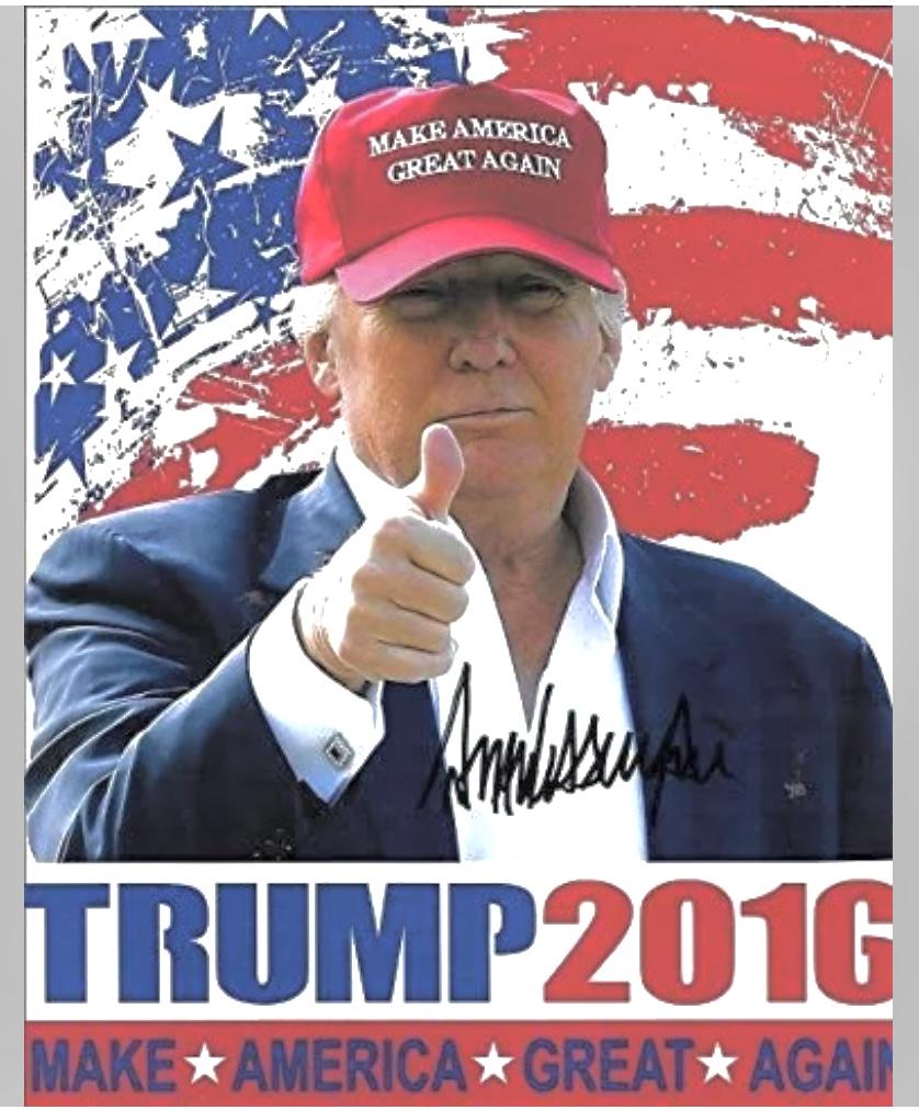 DONALD TRUMP 2016 Autographed Campaign Photo 8 x 10: This is a Facsimile Autographed 2016 Campaign Photograph â€“ Measurements are 8 x 10 â€“ NOT HAND SIGNED
