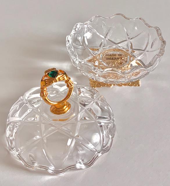 Irish Crystal Semi Precious Green Stone Trinket Box (1 of 3)