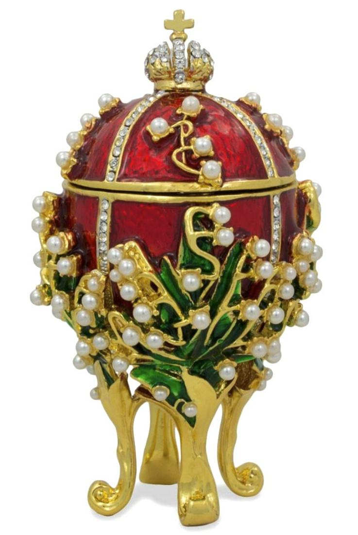 FABERGE Lilies of the Valley Enameled Egg Trinket Box (1 of 3)
