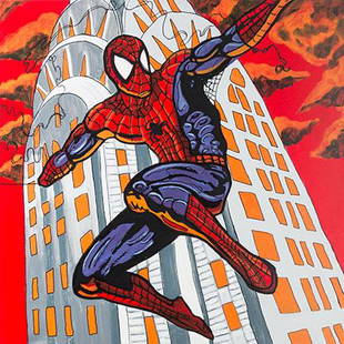 STEVE KAUFMAN Pop Art SPIDERMAN Canvas Print: 16 x 16 / Does Not Come Framed / Shipped in a Mailing Tube / This is a Decorative Print / This is Not an Original Oil and is Not Hand Signed by the Artist