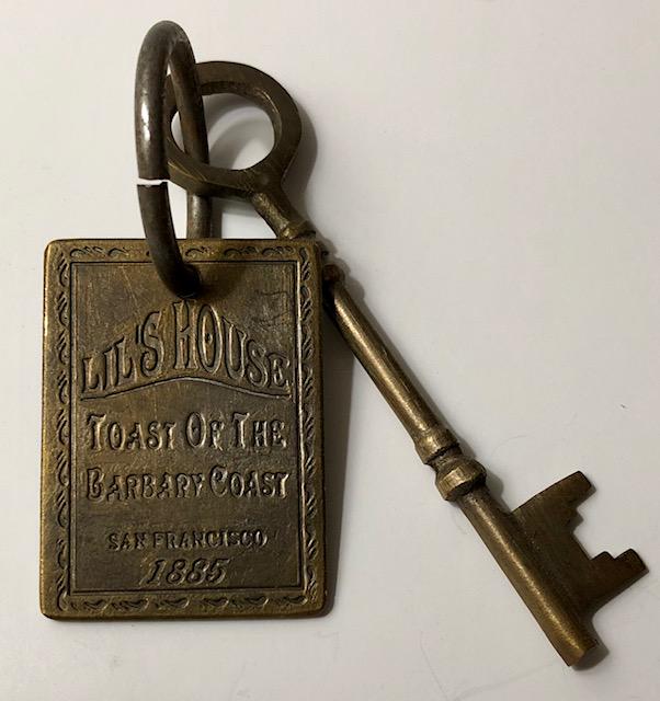 Dated 1885 LILS HOUSE Whorehouse Brothel Room Key: San Francisco / Very Cool Piece / Age Unknown / See all Photos / Sold as a Novelty
