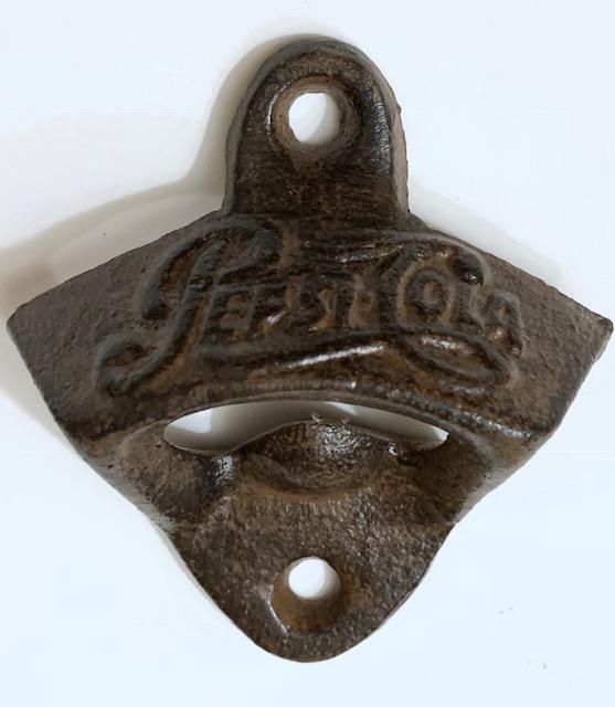 Pepsi-Cola Replica Cast Iron Wall Mount Beer Bottle Opener Brown