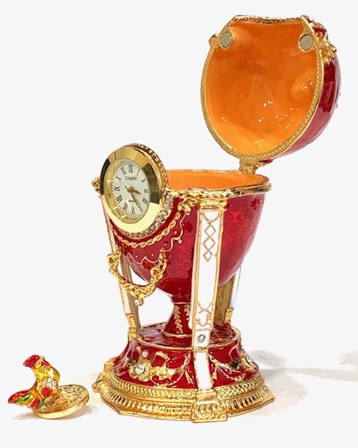 FABERGE Inspired Russia Enameled Egg Trinket Box Clock (1 of 4)
