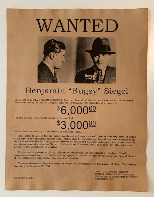 Benjamin BUGSY Siegel 1939 Wanted Reward Poster (1 of 1)