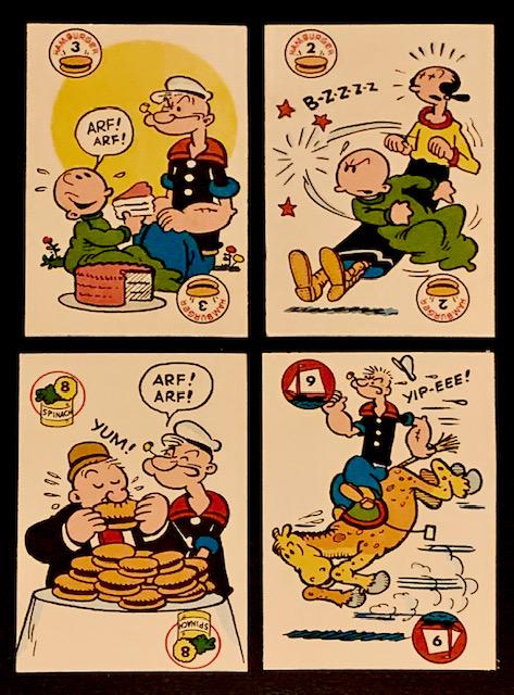 Lot of 4 Rare 1960s POPEYE Comic Strip Magnetic Cards (1 of 1)