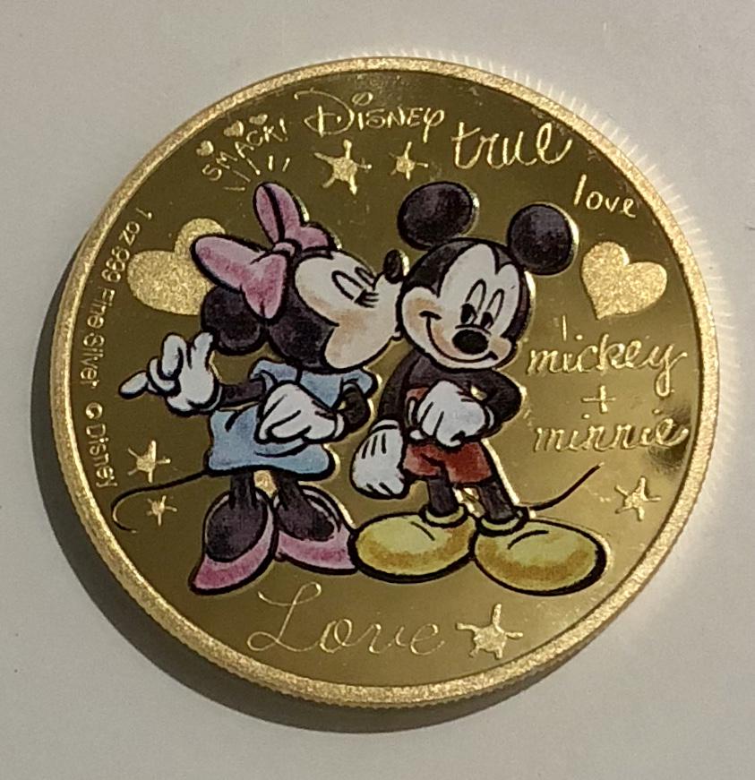 Disney MICKEY & MINNIE MOUSE 999 Clad Silver/Gold Coin: Encapsulated - Gold over Silver Clad/Plated Novelty Coin - Sold as a Collectible Novelty Item