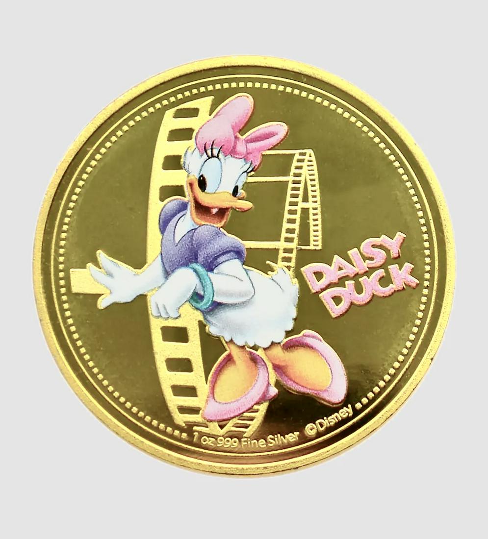 Disney DAISY DUCK .999 Clad Silver/Gold Coin: Encapsulated - Gold over Silver Clad/Plated Novelty Coin - Sold as a Collectible Novelty Item