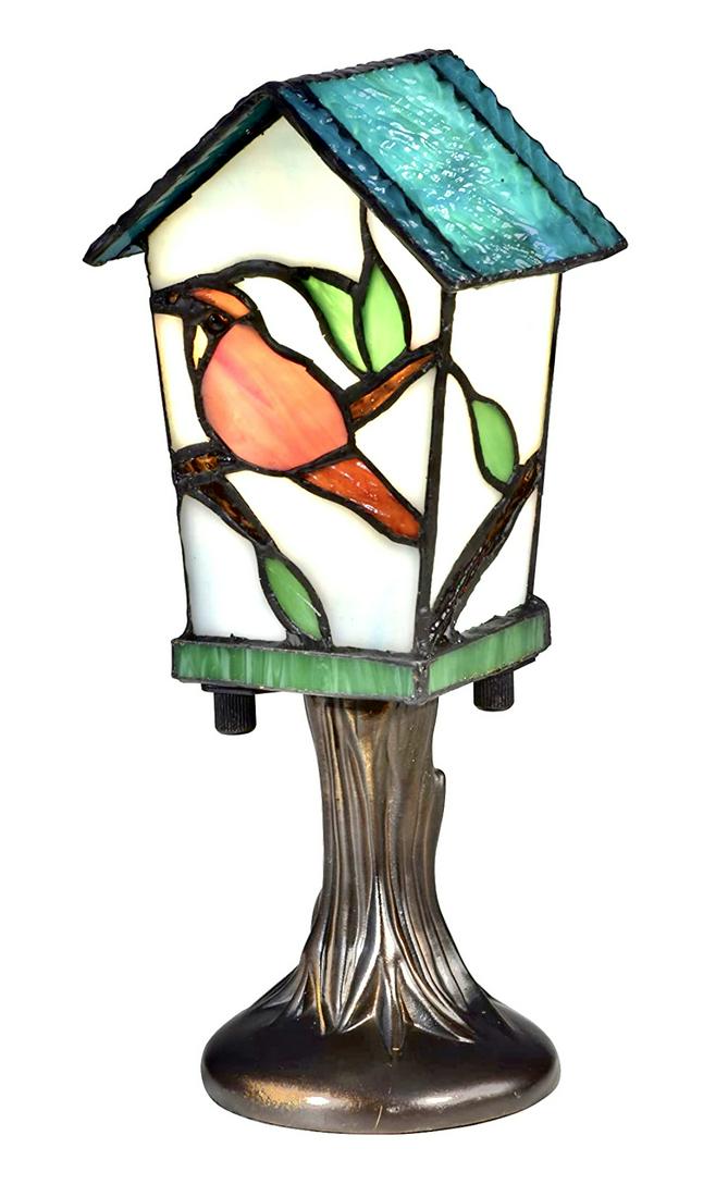 Dale TIFFANY Studio Stained Glass Birdhouse Accent Lamp: Unique Design - Dale Tiffany Studio Stained Glass Birdhouse Accent Lamp with a Bronze Finished Base and Beautiful Colors - Perfect Condition and Works Like New - Approximately 10” Tall â€“