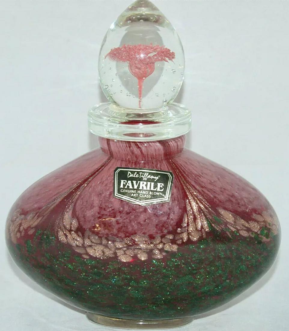 Dale Tiffany Gld Infused Favrille Art Glass Perf Bottle: Premiered on Antique Roadshow - Handmade - Very Heavy and Breathtaking Colors - See all Photos